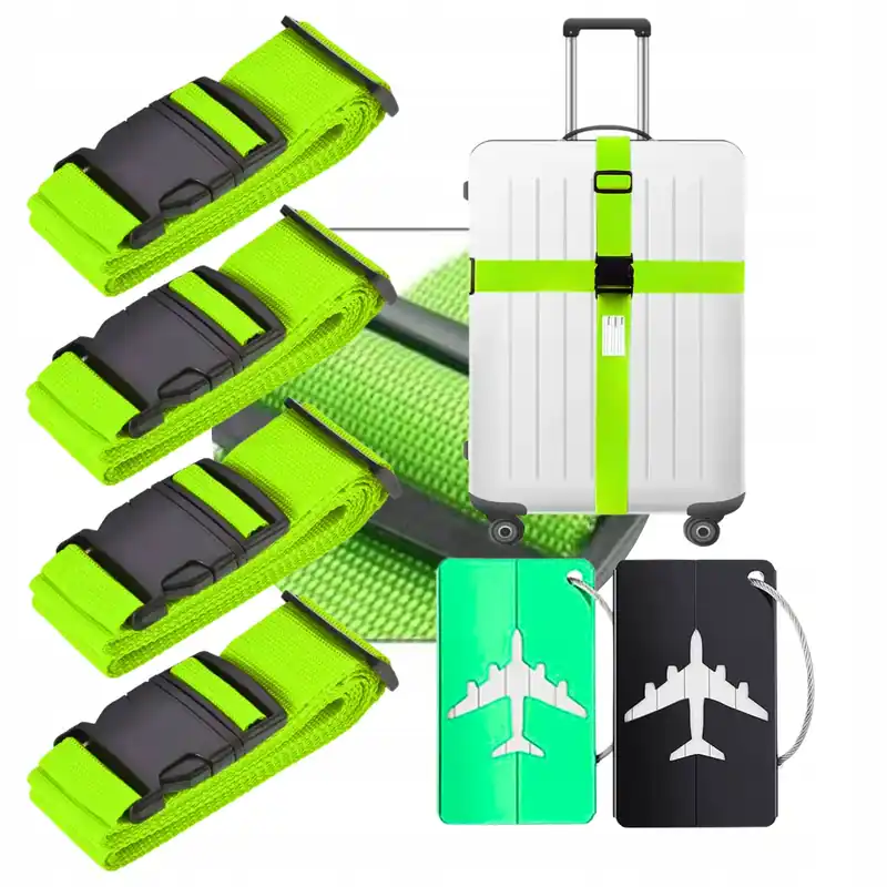 4x PAS BAGAŻOWY ZABEZPIECZAJĄCY DO WALIZEK SPINAJĄCY ZESTAW + 2 ETYKIETY Szybka dostawa
