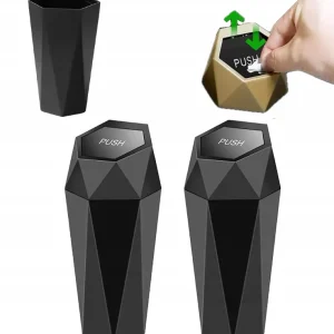 2X PRZENOŚNY KOSZ NA ŚMIECI DO SAMOCHODU AUTA MIEJSCE NA KUBEK Z POKRYWKĄ Tani