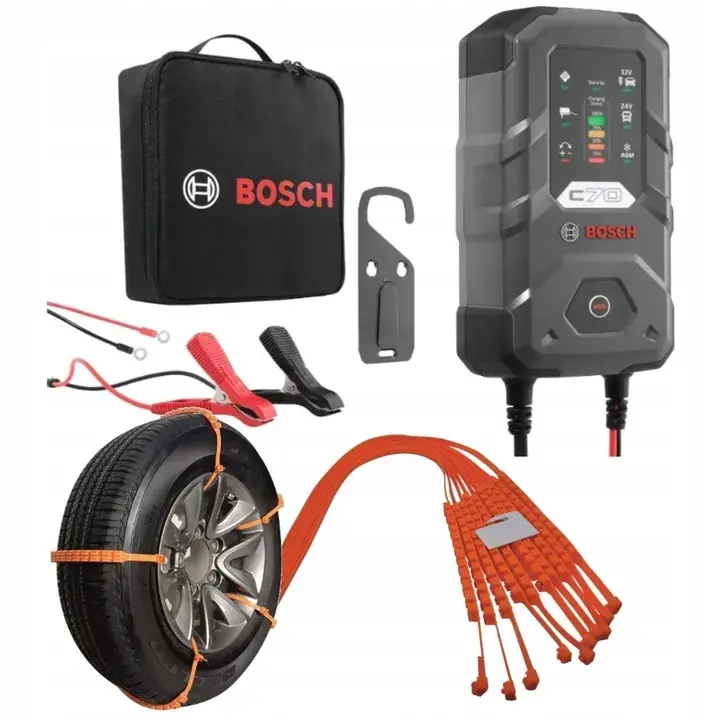 Wyprzedaż ŁADOWARKA PROSTOWNIK Bosch - C70 12/24V + OPASKI ŚNIEGOWE ŁAŃCUCHY NA ZIMĘ