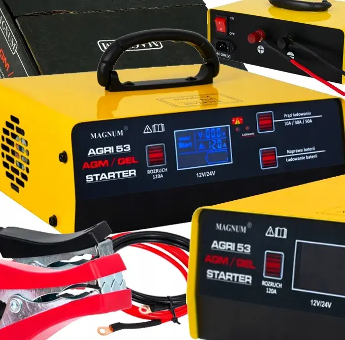 Prostownik AUTOMATYCZNY MAGNUM AGRI 53 STARTER FUNKCJA NAPRAWY 12V 24V 230V Wyprzedaż