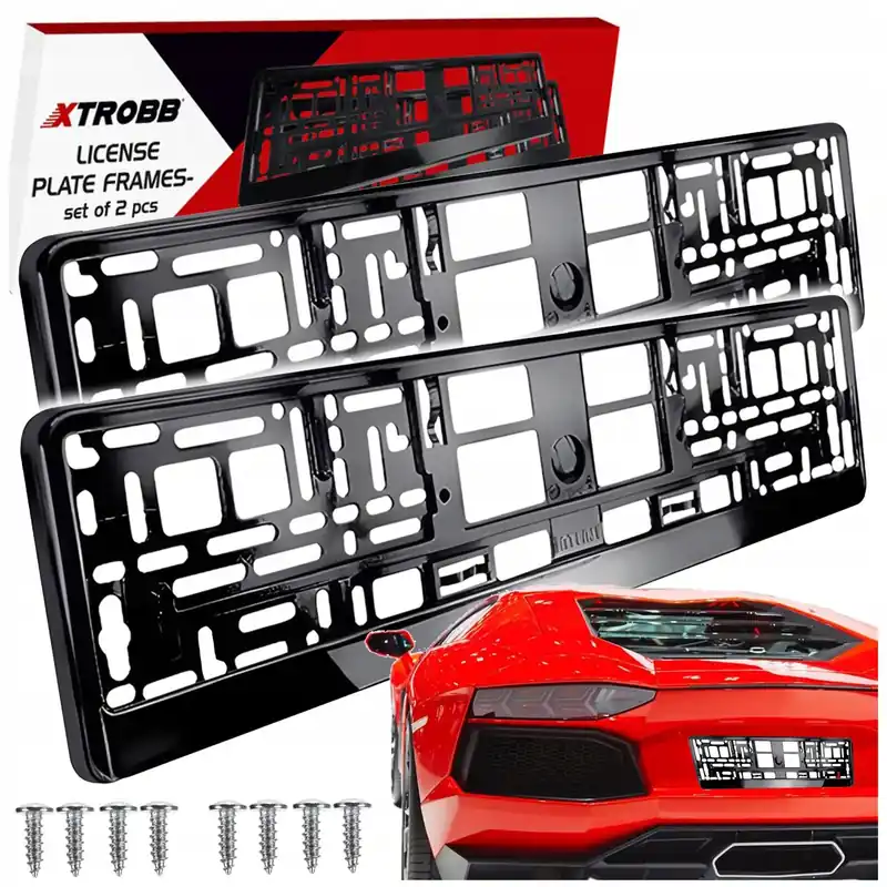 2x Ramki Ramka pod Tablice Rejestracyjną Czarna Komplet Ramek Auta Samochód Promocja