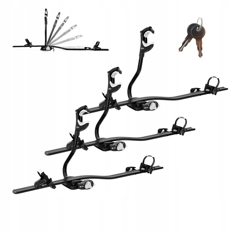 3x Bagażnik uchwyt rowerowy na dach TURTLE PRO-S Czarny na rower +ZAMEK Tani