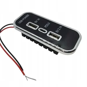 Ładowarka samochodowa do zabudowy 12V USB A 5V 2.1A USB-C PD 3.0 Oferta limitowana