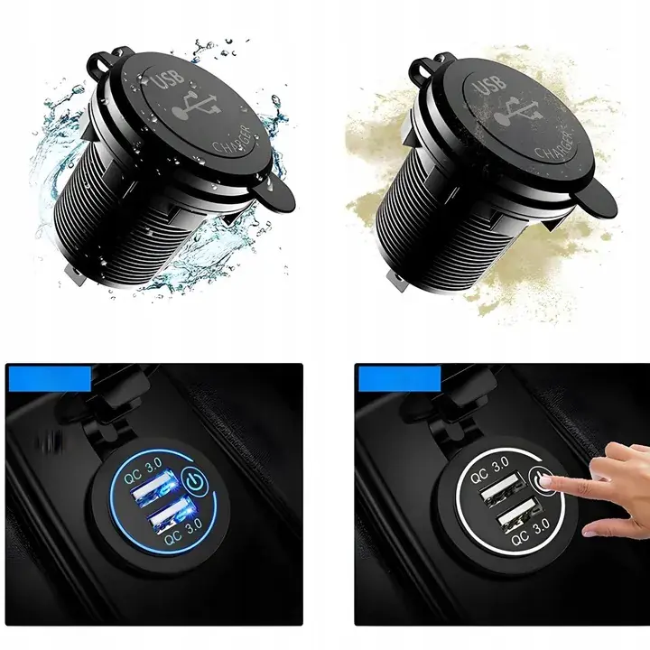 Szybka dostawa PODWÓJNA ŁADOWARKA SAMOCHODOWA GNIAZDO ZAPALNICZKI MONTAŻOWE 2x USB 5V 2.1A