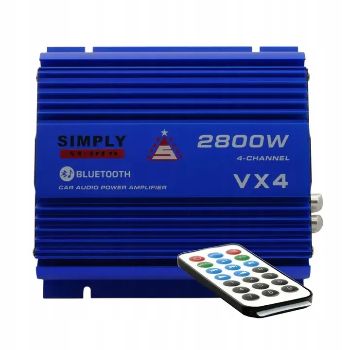 Simply Audio VX4 wzmacniacz samochodowy 4 kanały USB SD Bluetooth + Pilot Tani