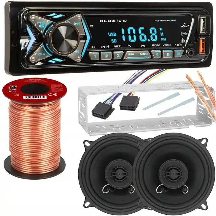 Nowość RADIO SAMOCHODOWE 1-DIN BLUETOOTH USB SD RDS LCD RGB GŁOŚNIKI KABEL PILOT
