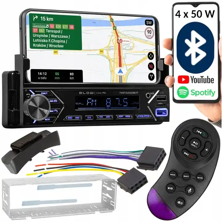 RADIO SAMOCHODOWE BLUETOOTH 1-DIN RDS USB AUX SD UCHWYT NA TELEFON PILOT Ostatnia szansa