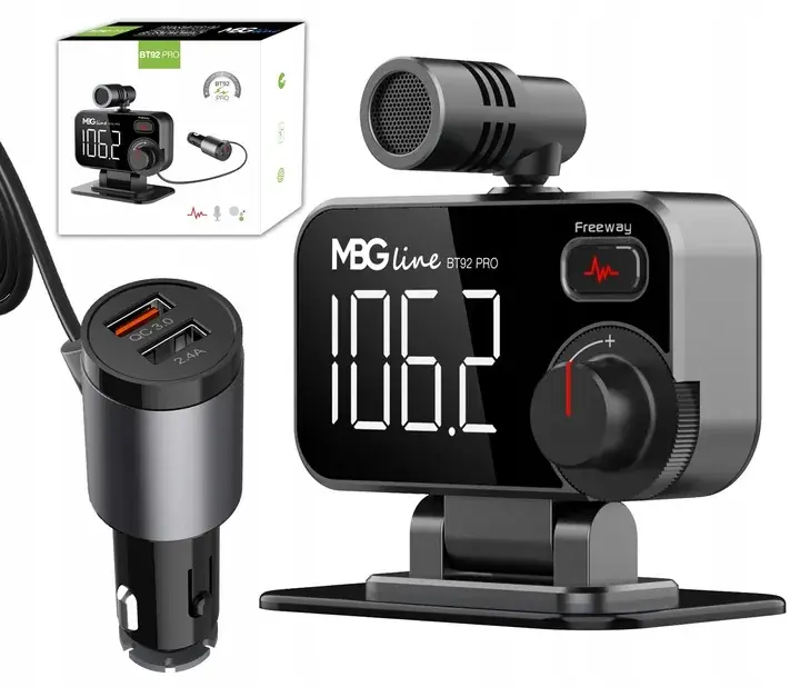 Transmiter FM Bluetooth 5.0 ładowarka USB QC 3.0 Autentyczny