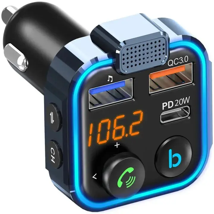 TRANSMITER FM BLUETOOTH SZYBKA ŁADOWARKA QC USB PD Ekspresowa dostawa
