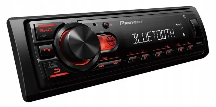 Zwrot pieniędzy PIONEER MVH-230BT RADIO 1-DIN BT USB FLAC MP3 czerwony kolor AUX