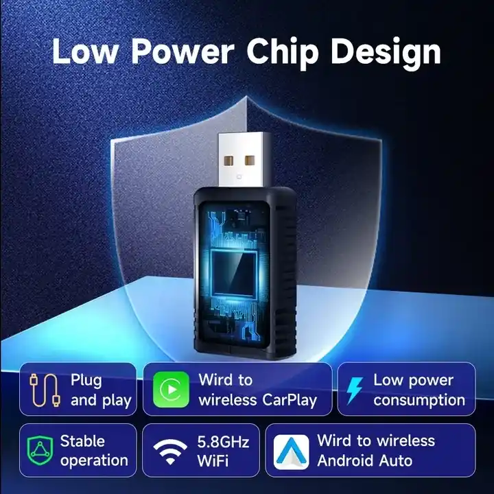 Wysoka jakość HEYINCAR 2 w 1 Bezprzewodowy adapter samochodowy Apple Carplay Android dla