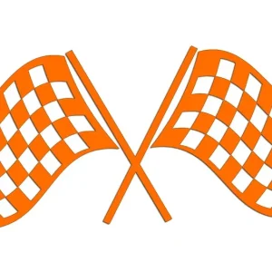 Darmowa dostawa Wycinana naklejka FLAGI WYŚCIGOWE - SZACHOWNICA pomarańczowa - J and A