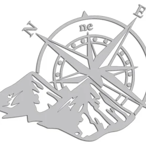 Darmowa dostawa Wycinana naklejka RÓŻA WIATRÓW / KOMPAS I GÓRY jasny szary - J and A