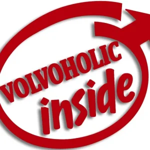 Zwrot pieniędzy Wycinana naklejka VOLVOHOLIC INSIDE - SWEDEN do Volvo czerwona - J and A