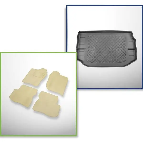 Zwrot pieniędzy Zestaw: dywaniki welurowe + mata do bagażnika do Suzuki Jimny II GJ (10.2018-2020) - za pierwszy rząd siedzeń; 2 rząd opuszczony