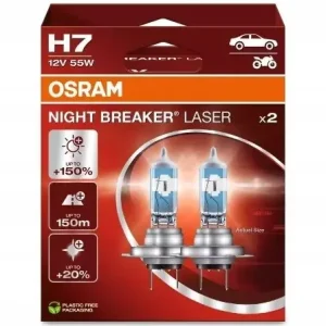 Autentyczny 2x ŻARÓWKI H7 OSRAM NIGHT BREAKER LASER PLUS 150%