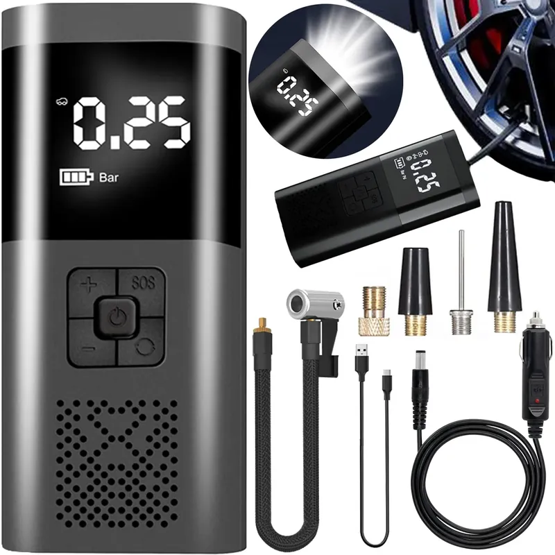 Tani BEZPRZEWODOWA POMPKA ELEKTRYCZNA KOMPRESOR SAMOCHODOWY ROWEROWY 4000 mAh