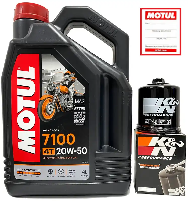 Autentyczny Olej MOTUL 7100 4T 20W50 4L + FILTR OLEJU K&N