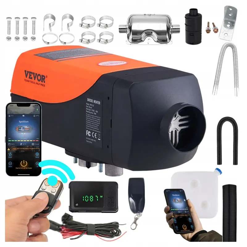 Popularny Ogrzewanie Postojowe Olejowe 8kW 12V z Bluetooth i Pilotem Ciche i wydajne