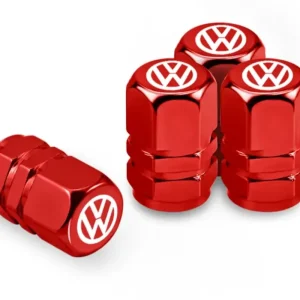 Tuningowe Czerwone Nakrętki Na Wentyle VOLKSWAGEN Sportowe Logo VOLKSWAGEN Nowość