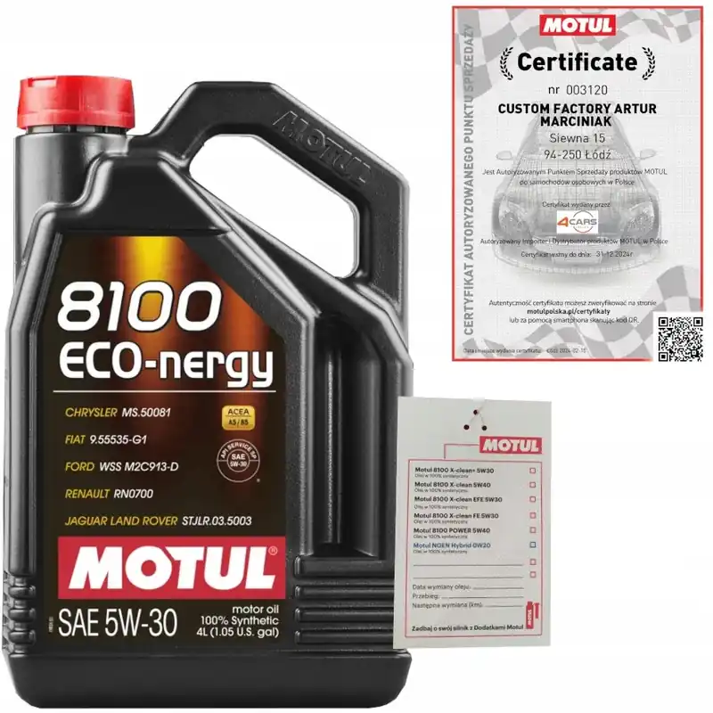 MOTUL 8100 ECO-NERGY 5W30 A5/B5 4L RN0700 FORD WSS-M2C913-D + ZAWIESZKA Ostatnia szansa