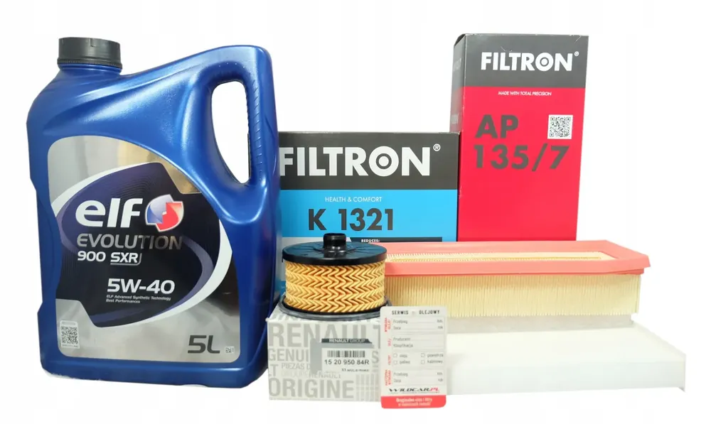 3 Filtry + Olej 5W40 Renault Clio 4 IV 0.9 TCe 90 Nowość