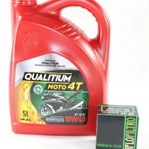 Kup teraz Olej Motocyklowy 4T 10W40 Qualitium 5L JASO MA2 + FIiltr Oleju HF303 QUAD