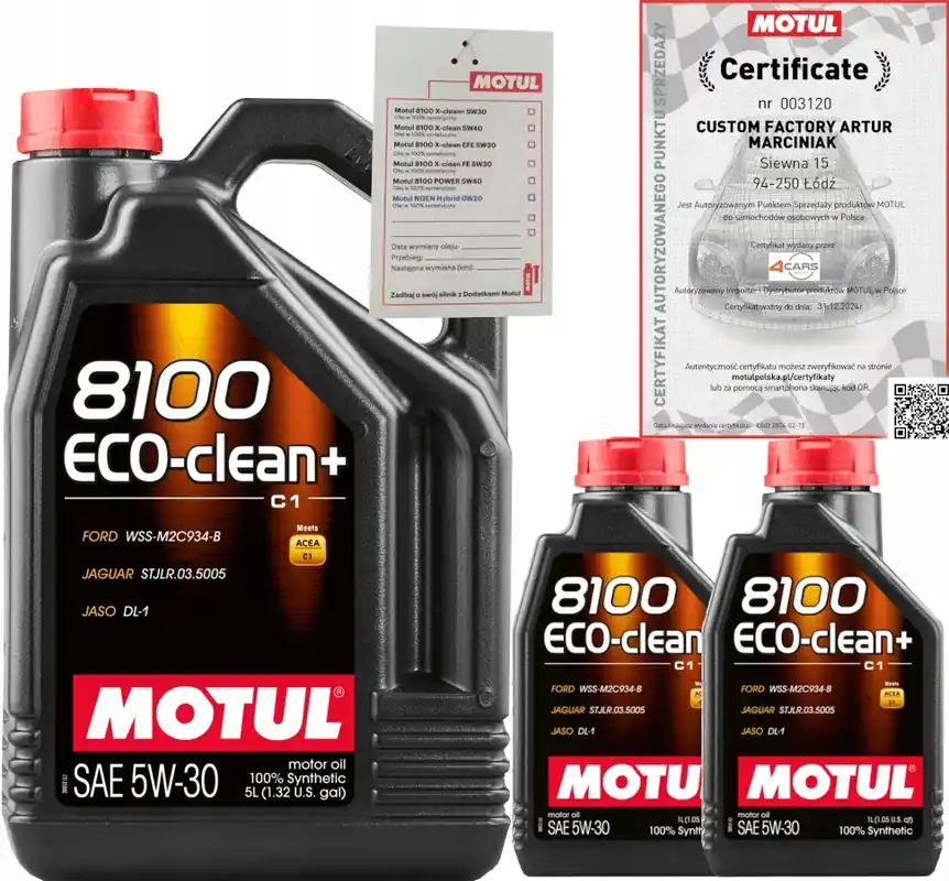 MOTUL 8100 ECO-CLEAN+ 5W30 7L FORD WSS-M2C934-B + ZAWIESZKA Kup teraz
