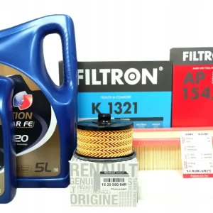 Wysoka jakość 3 Filtry + Olej 0W20 Elf FULL-TECH R FE Renault Captur II Clio V 1.3 TCe