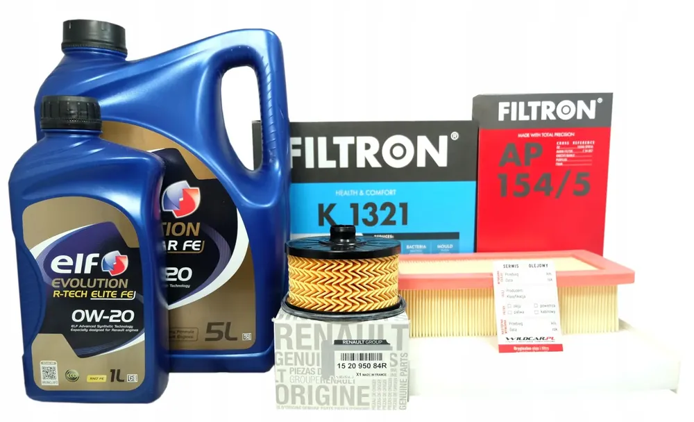 Wysoka jakość 3 Filtry + Olej 0W20 Elf FULL-TECH R FE Renault Captur II Clio V 1.3 TCe