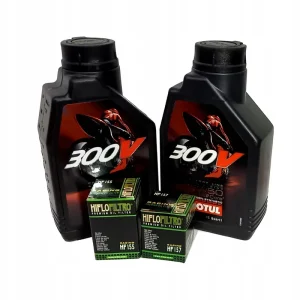 Olej motul 300v 15w50 2L + Filtr Oleju HF155 HF157 Ktm Exc Sx 525 450 250 Nowość