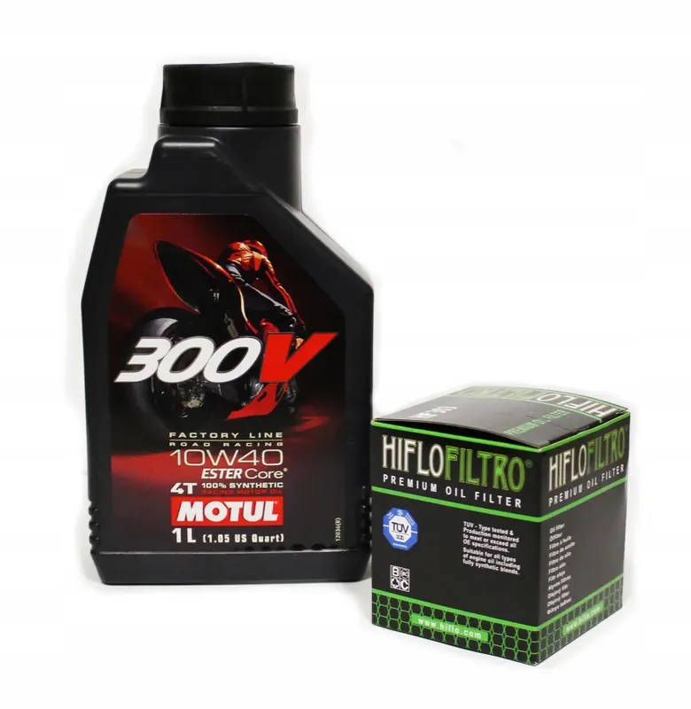 Bezpieczna płatność Olej MOTUL 300V 10W40 1L + Filtr Hiflo HF207 Rmz Kxf Kx F 250 450 Kawasaki