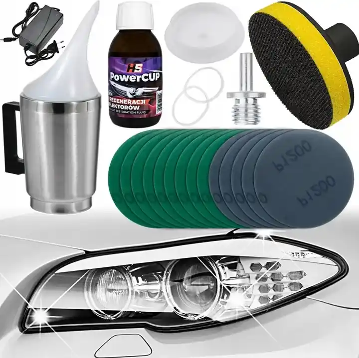 Niska cena ZESTAW DO REGENERACJI RENOWACJI LAMP REFLEKTORÓW CZAJNICZEK PŁYN KRĄŻKI