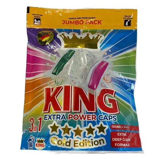 Ekspresowa dostawa Kapsułki Do Prania Uniwersalne KING Do Koloru i Białego 60szt 3w1 Extra