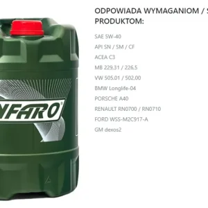 Najlepsza cena OLEJ FANFARO 5W-40 PDX60L C3 A3/B4 LL-04 PDX5W4060L/OLE