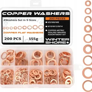 USZCZELKI PODKŁADKI MIEDZIANE m5 m6 m8 m10 m12 m14 METALOWE 200 szt ZESTAW Kup teraz