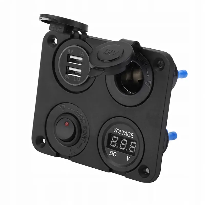 GNIAZDO ZAPALNICZKI USB PANEL PRZEŁĄCZNIKÓW 12V Szybka dostawa